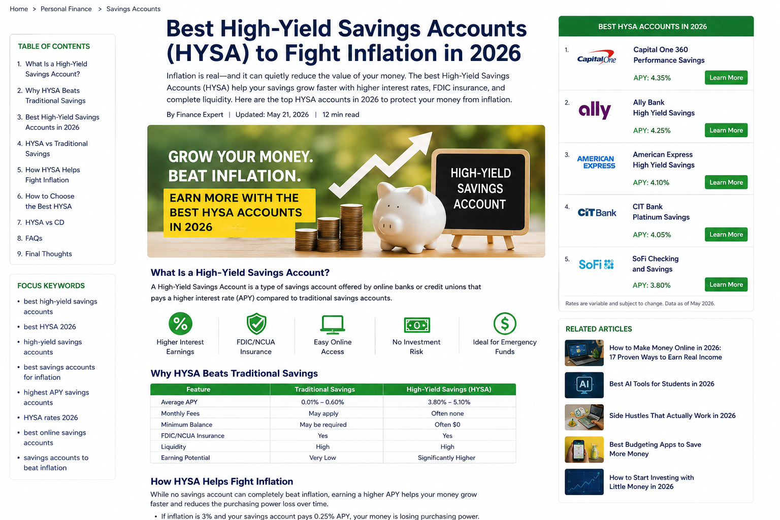 Best High-Yield Savings Accounts (HYSA) in 2026 comparison