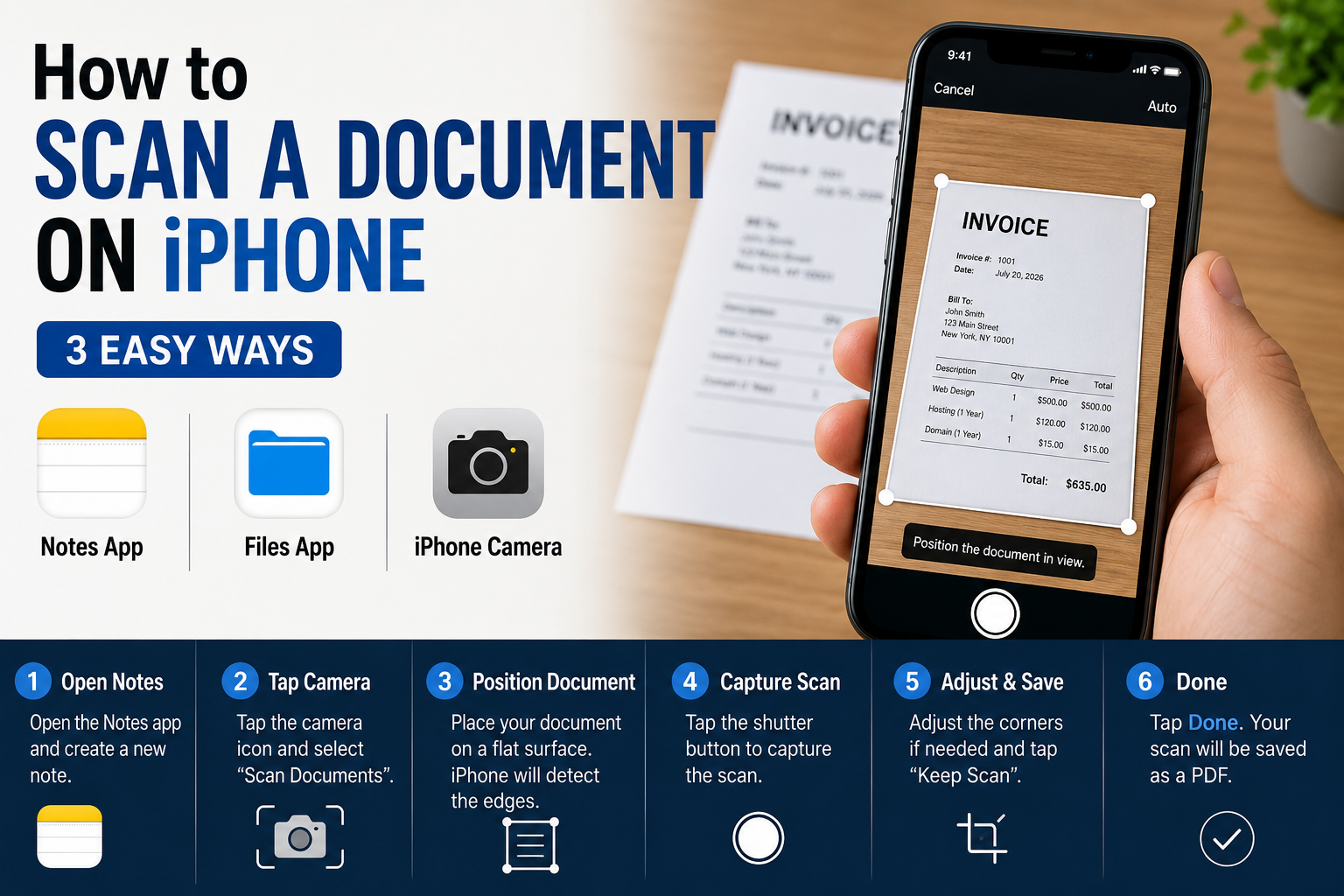 How to scan a document on iPhone using the Notes app