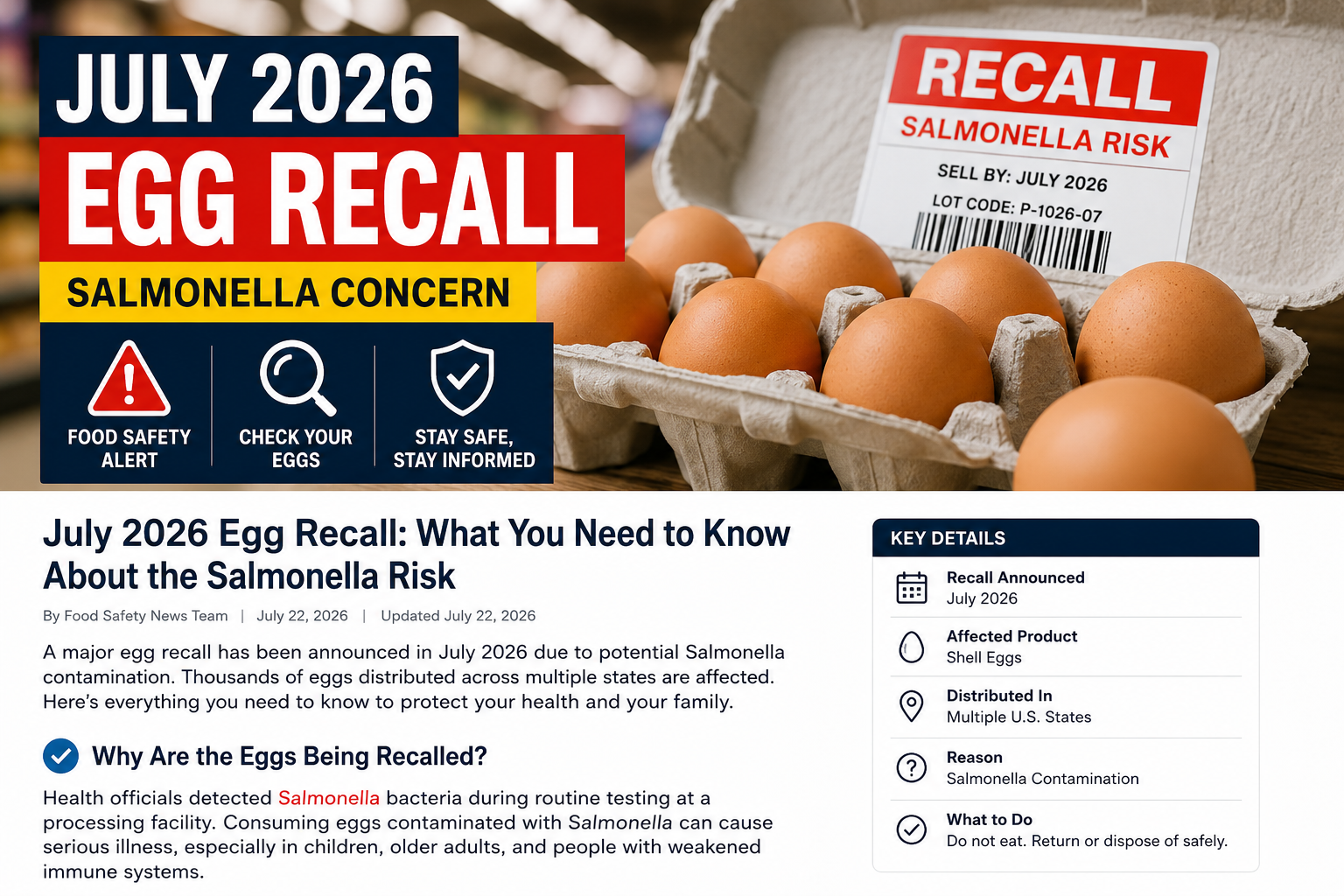 July 2026 Egg Recall affected eggs and Salmonella safety warning